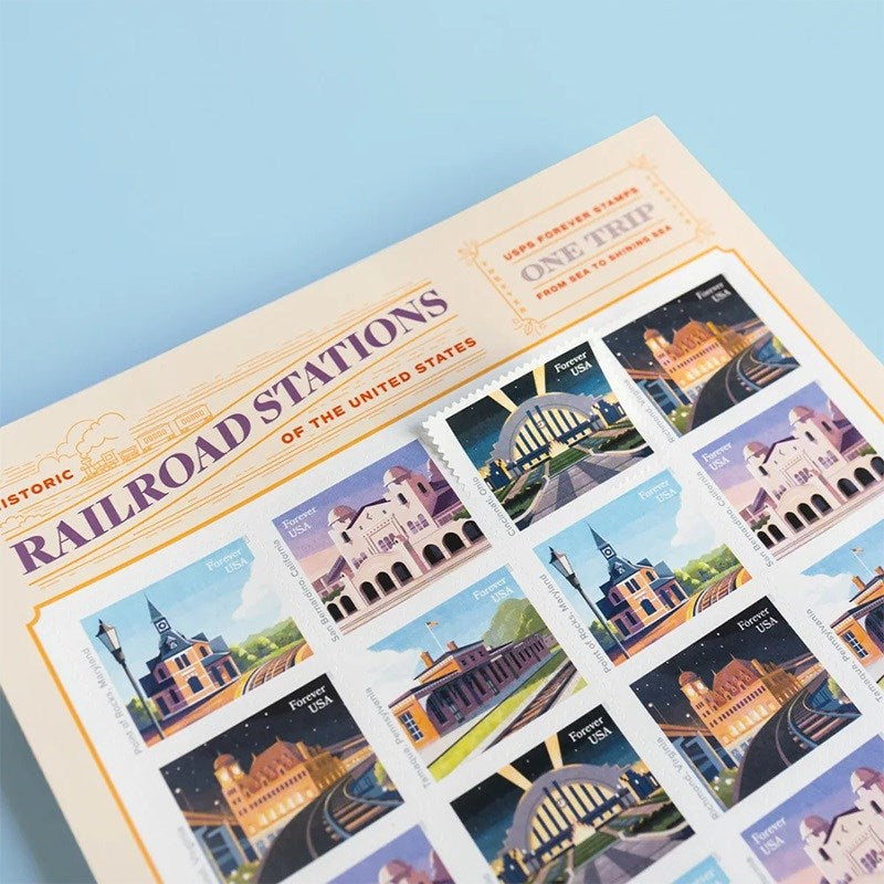 100 Forever Stamps 2023 First-Class Railroad Stations 5 Books (20PCS/Book)