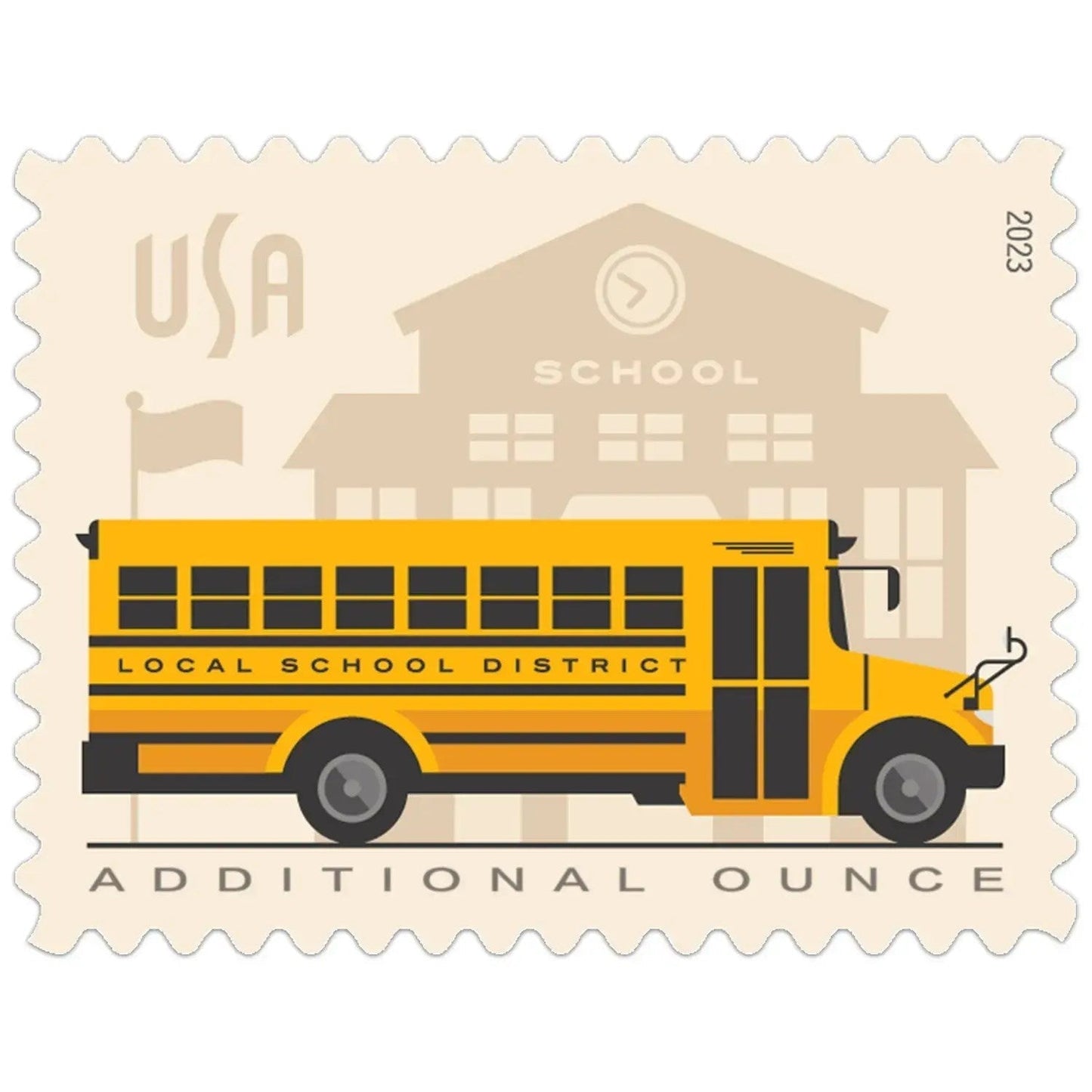 100 Forever 2023 USPS First-Class School Bus