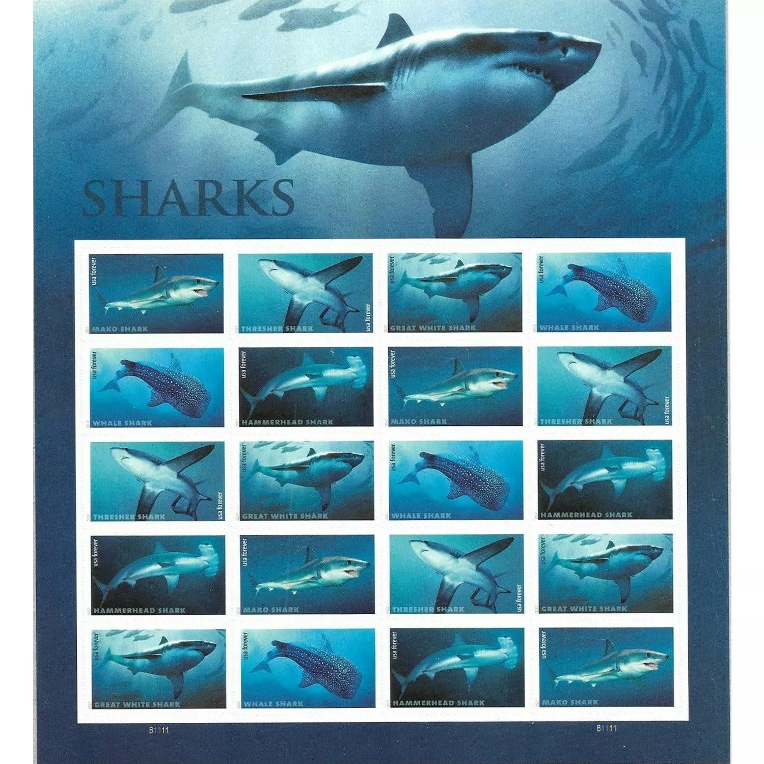 2017 Postal Issue Sharks 100pcs/Pack